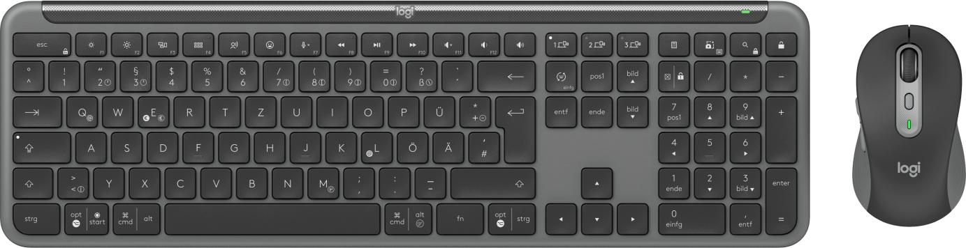 Logitech MK950 Signature Slim tastiera Mouse incluso RF senza fili + Bluetooth QWERTZ Tedesco Grafite