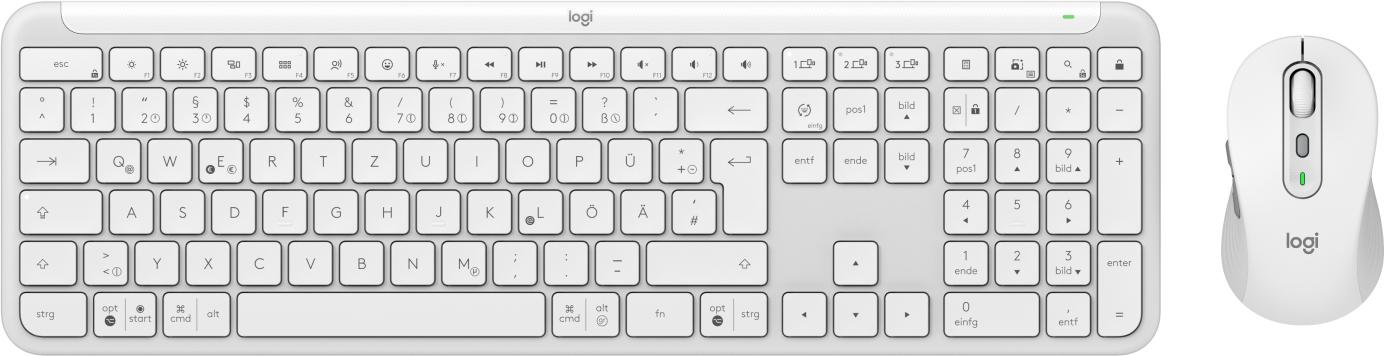 Logitech MK950 Signature Slim tastiera Mouse incluso RF senza fili + Bluetooth QWERTZ Tedesco Grafite, Bianco