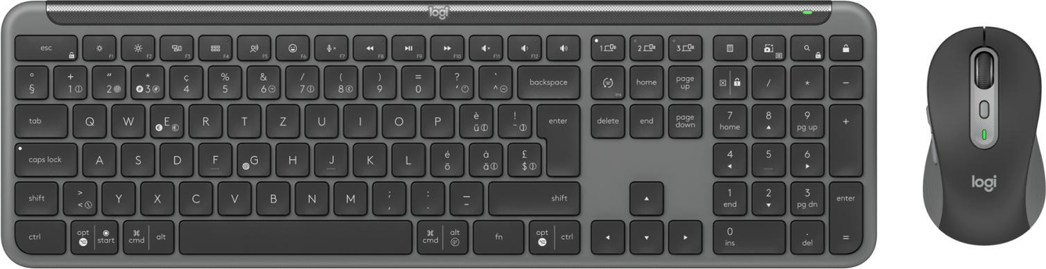 Logitech MK950 Signature for Business tastiera Mouse incluso RF senza fili + Bluetooth QWERTZ Svizzere Grafite