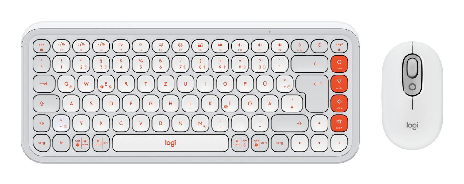 Logitech POP Icon Combo tastiera Mouse incluso Universale Bluetooth QWERTZ Tedesco US International Arancione Bianco