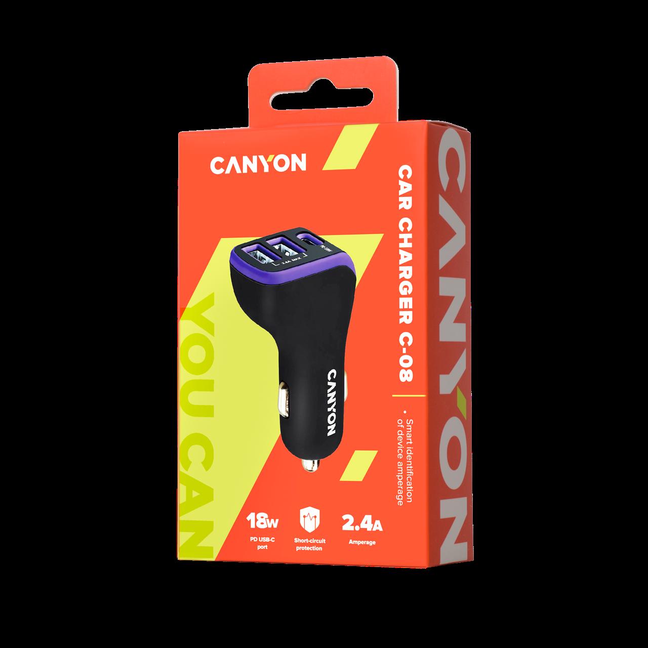 Canyon Ð¡-08 Fotocamera, GPS, MP3, MP4, Telefono cellulare, PDA, Console portatile, Smartphone, Tablet Nero, Viola Accendisig