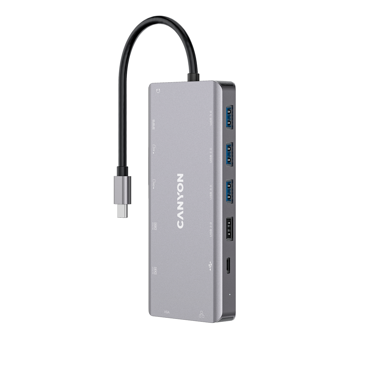 Canyon DS-12 USB 3.2 Gen 1 [3.1 Gen 1] Type-C 5000 Mbit/s Grigio (Canyon 13 in 1 USB C hub with 2*HDMI, 3*USB 3.0, Dark Grey)