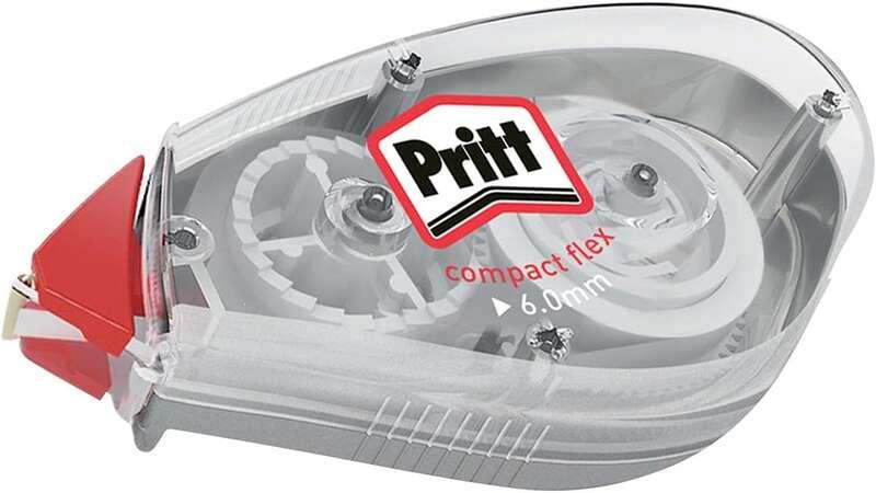 Nastro correttore Pritt Compact Flex 6 mm x 10 m - Punta flessibile - Correzione fluida e pulita - Correzione a 2 vie - Cappucc