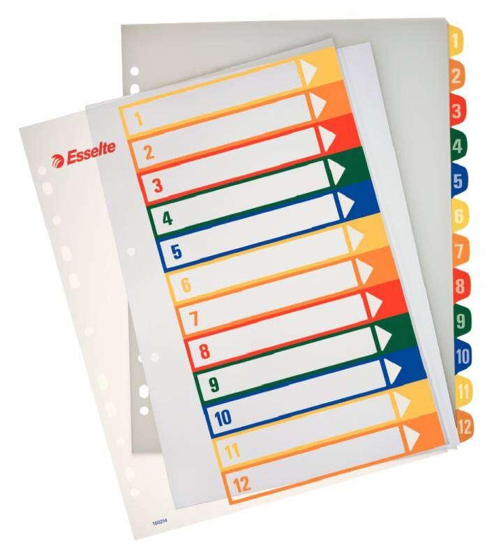 Indici Esselte Progetti stampabili A4 Maxi PP Tipo 1-12 Materiale PP rigido multicolore 300 micron Copertina 350 micron Formato