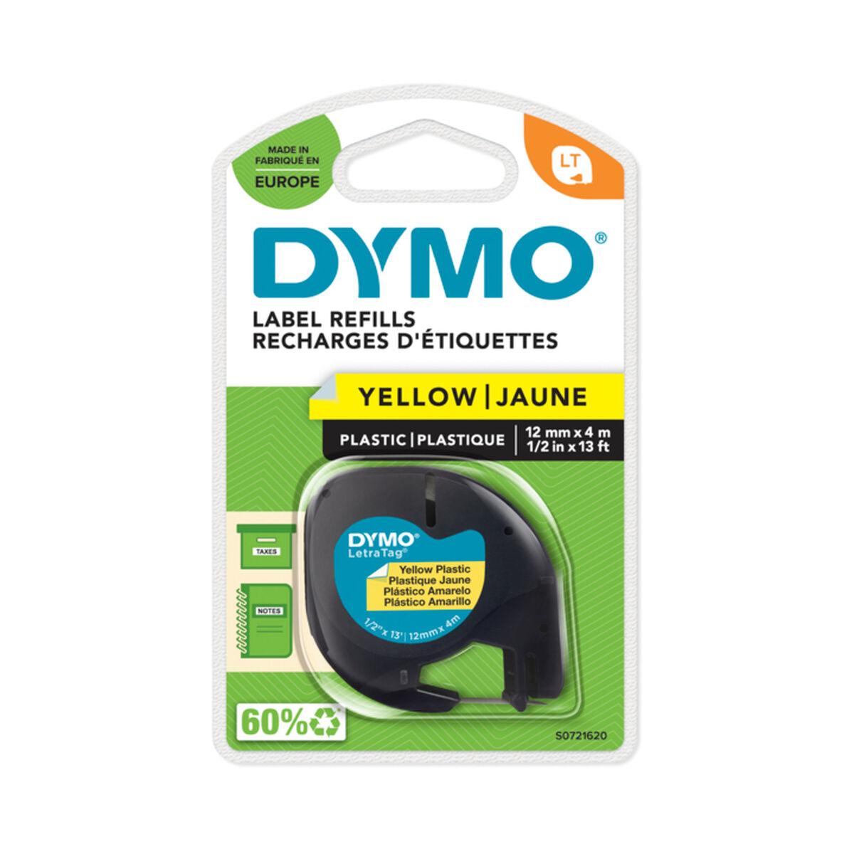 Nastro Laminato per Etichettatrici Dymo 91202 12 mm LetraTagÃ‚Â® Nero Giallo (10 UnitÃƒÂ )