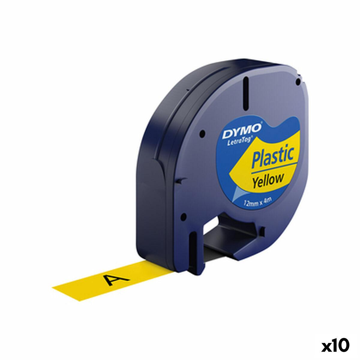 Nastro Laminato per Etichettatrici Dymo 91202 12 mm LetraTagÃ‚Â® Nero Giallo (10 UnitÃƒÂ )