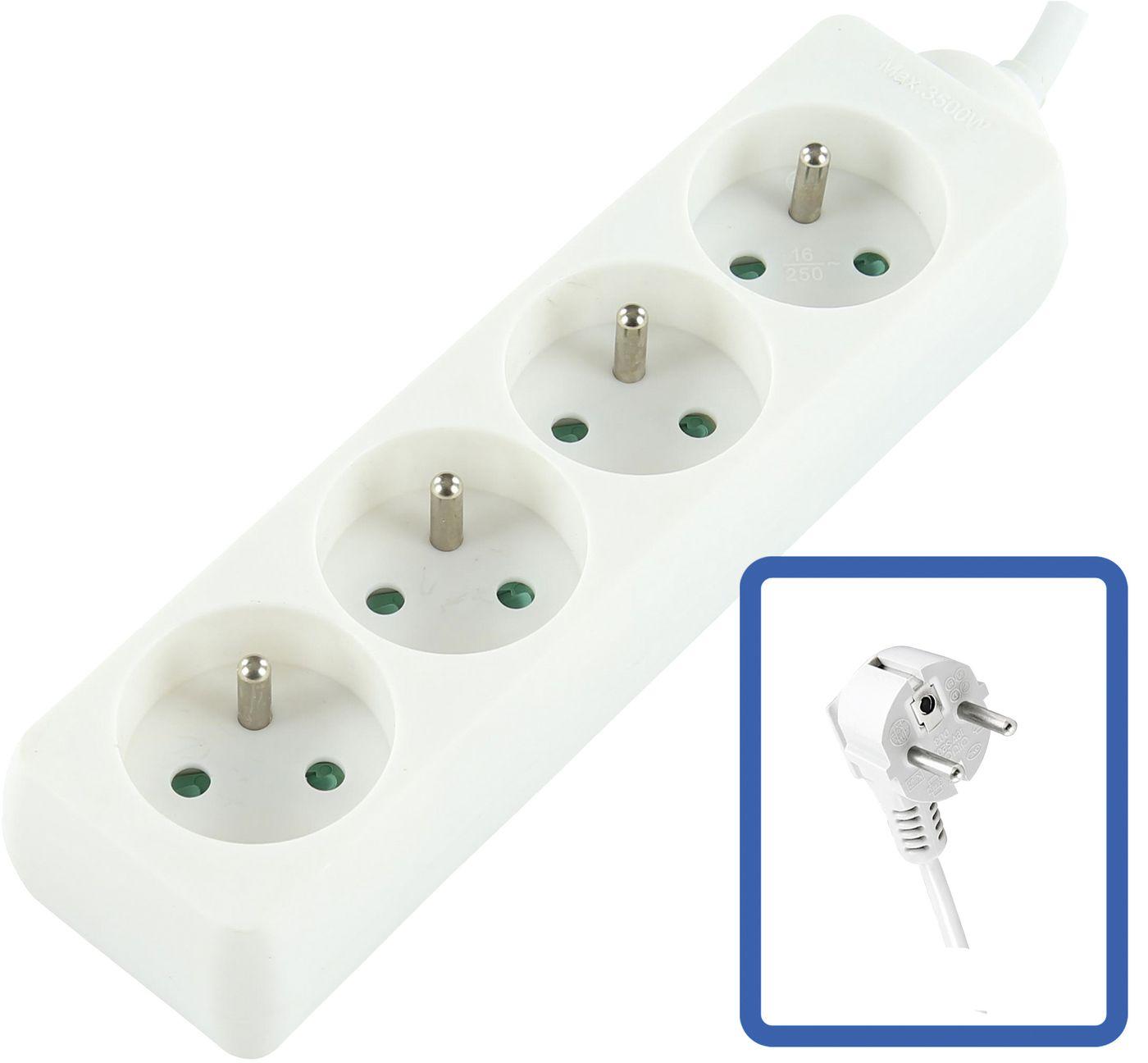 4-WAY POWER STRIP WHITE - -...