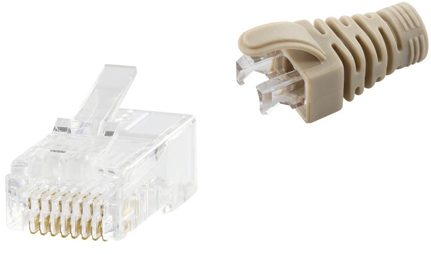 RJ45 CAT5e UNSHIELDED EASY - CONNECTORGREY BOOT - 50-PACK - Warranty 24M
