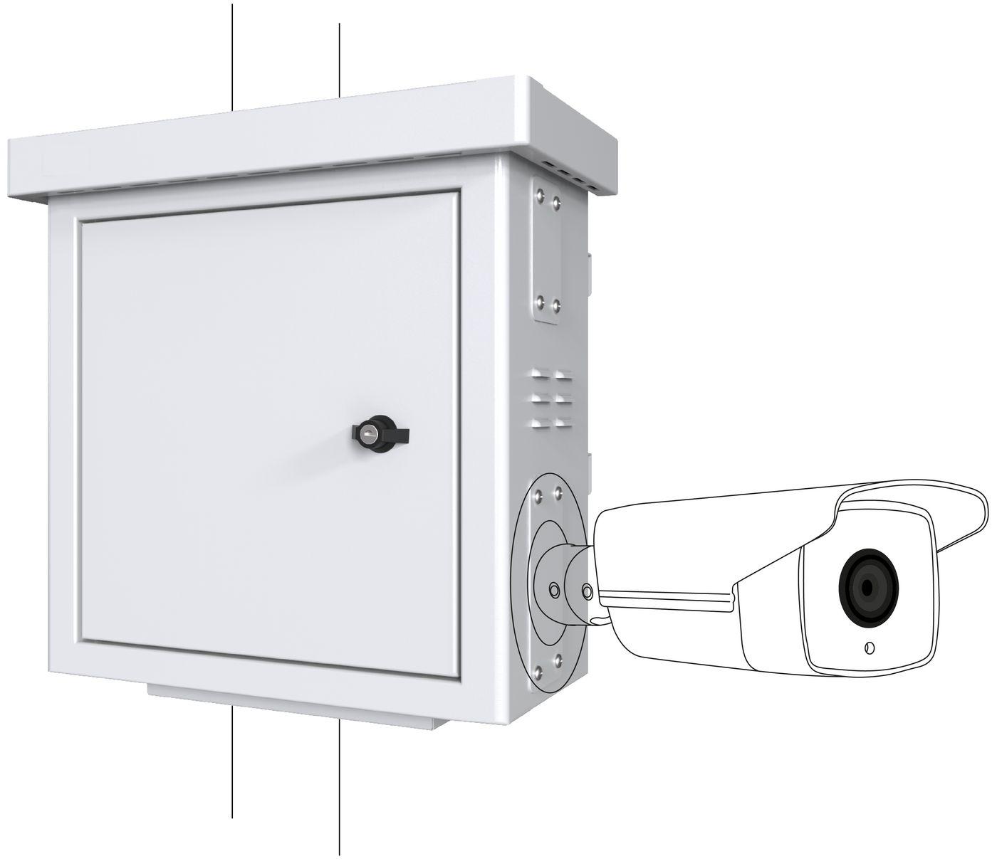 Lanview RCCTV001 rack 0U Bianco (Mini Radius Pole Mounted - CCTV Cabinet For 4 cameras - 450 x 250 x 500mm - White - Warranty 6
