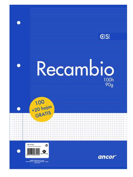 Ancor Ricarica da 120 Fogli 90gr Formato A4 Quadrato 4x4mm - 4 Fori