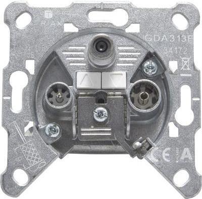 Triax GDA 313 F. Tensione di ingresso: 13-18. Larghezza: 70,6 mm, profondità: 21,9 mm, altezza: 70,6 mm. Larghezza dell'imball