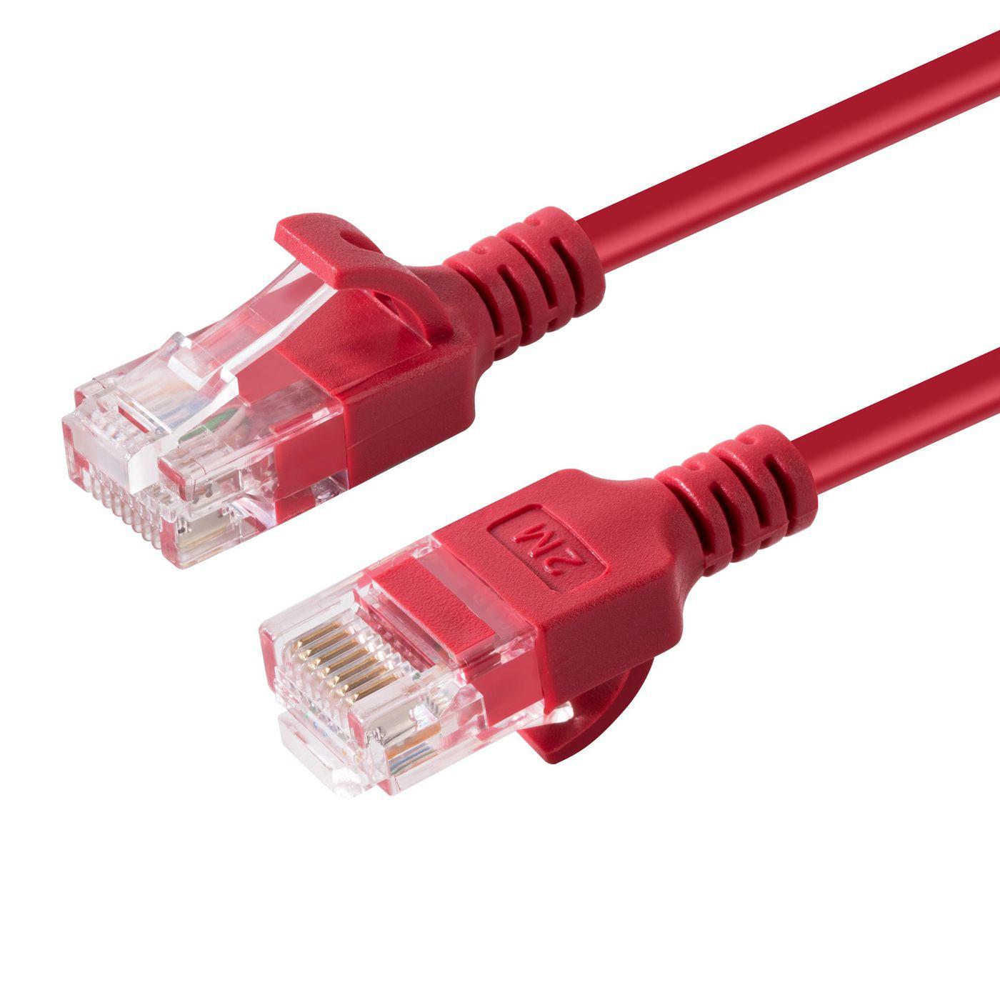 Microconnect W125628038 cavo di rete Rosso 10 m Cat6a U/UTP UTP (U/UTP CAT6A Slim 10M Red - Unshielded Network Cable - LSZH 4x2