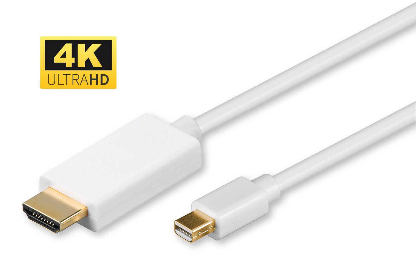 Microconnect MDPHDMI3-4K cavo e adattatore video 3 m Mini DisplayPort HDMI tipo A Standard Bianco (4K Mini Displayport to HDMI
