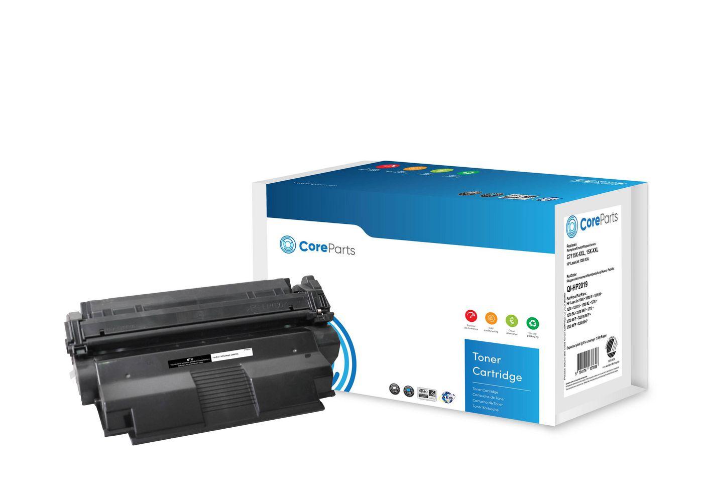 CoreParts QI-HP2019 cartuccia toner 1 pz Compatibile Nero (Toner Black C7115X-XXL - Pages 7.000 Nordic Swan - HP LaserJet 1200