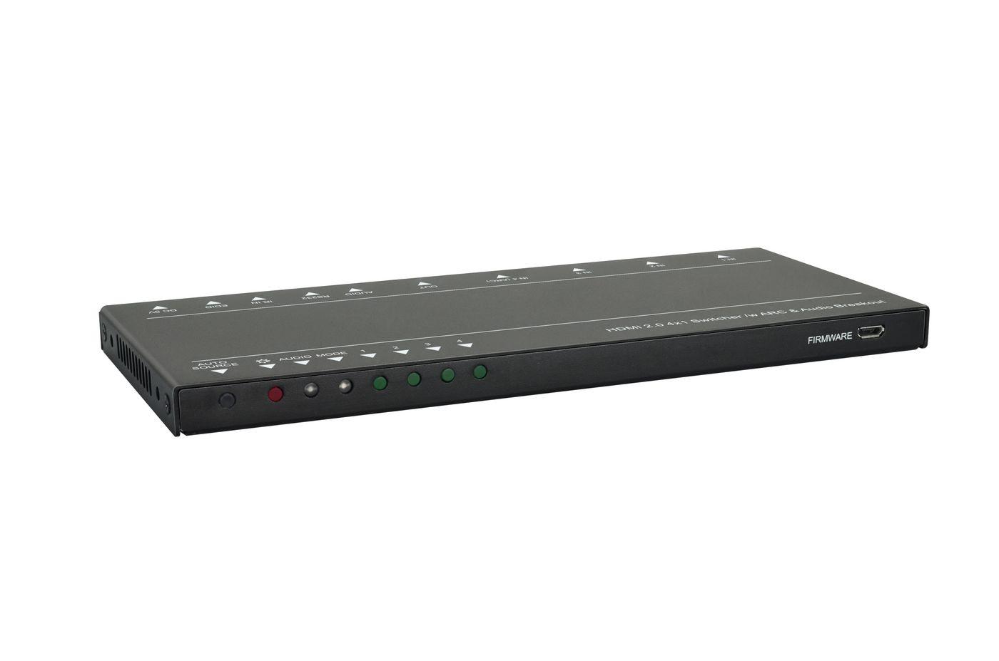 Vivolink VLSW141H conmutador de vdeo HDMI (HDMI switcher 4x1 4K60Hz - with RS232 control ARC and - analogue audio de-embedder f
