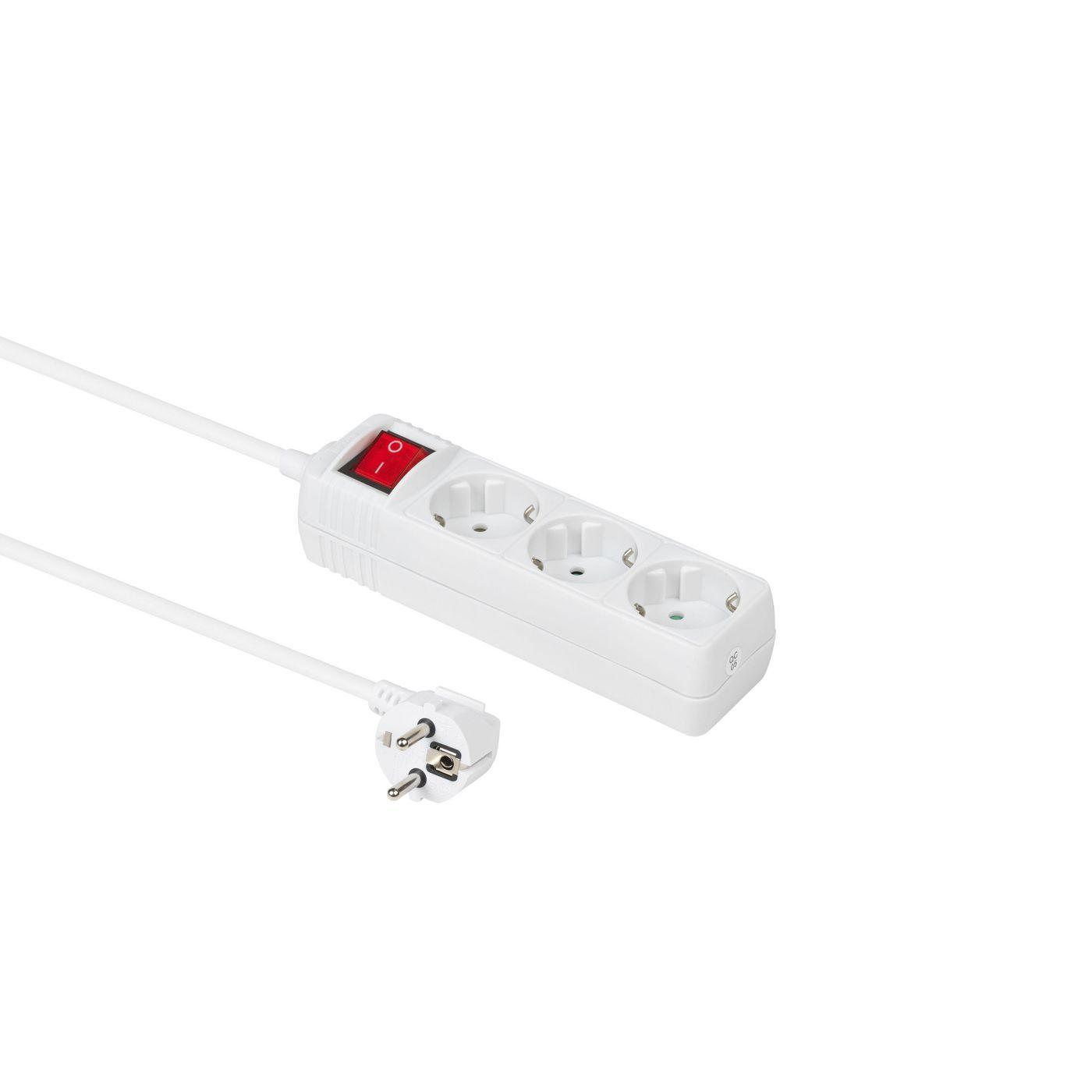 Microconnect GRU0033WS protezione da sovraccarico 3 m 3 presa[e] AC Bianco (3-way Schuko Socket on/off - switch 3M White With -