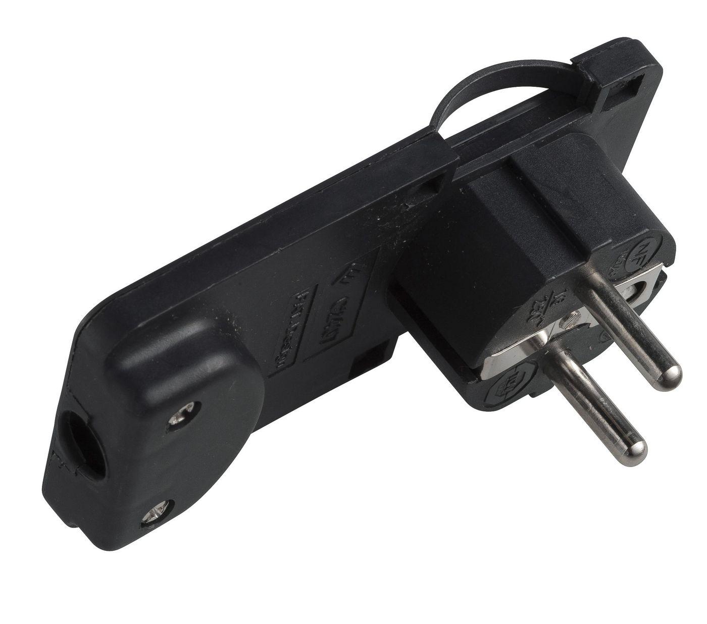 Schuko Angled Power Plug - Black Form Flat - Warranty 300M