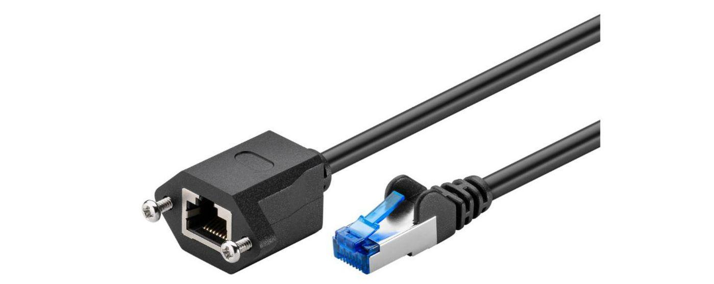 S/FTP CAT6A est. cavo 1m con flangia di montaggio Nero,