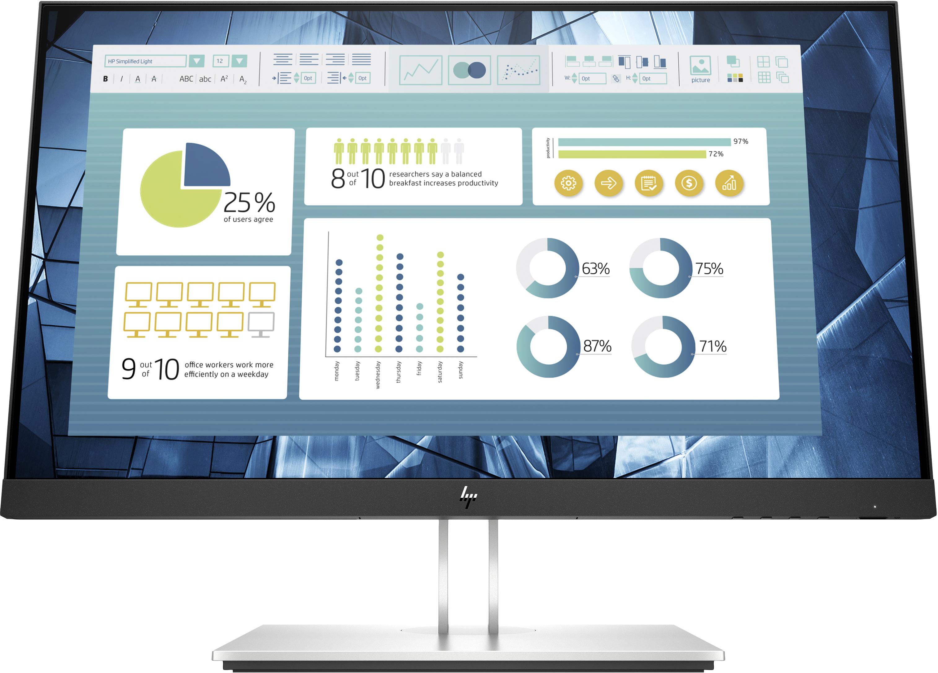 HP E22 G4 Monitor PC 54,6 cm (21.5") 1920 x 1080 Pixel Full HD Nero, Argento