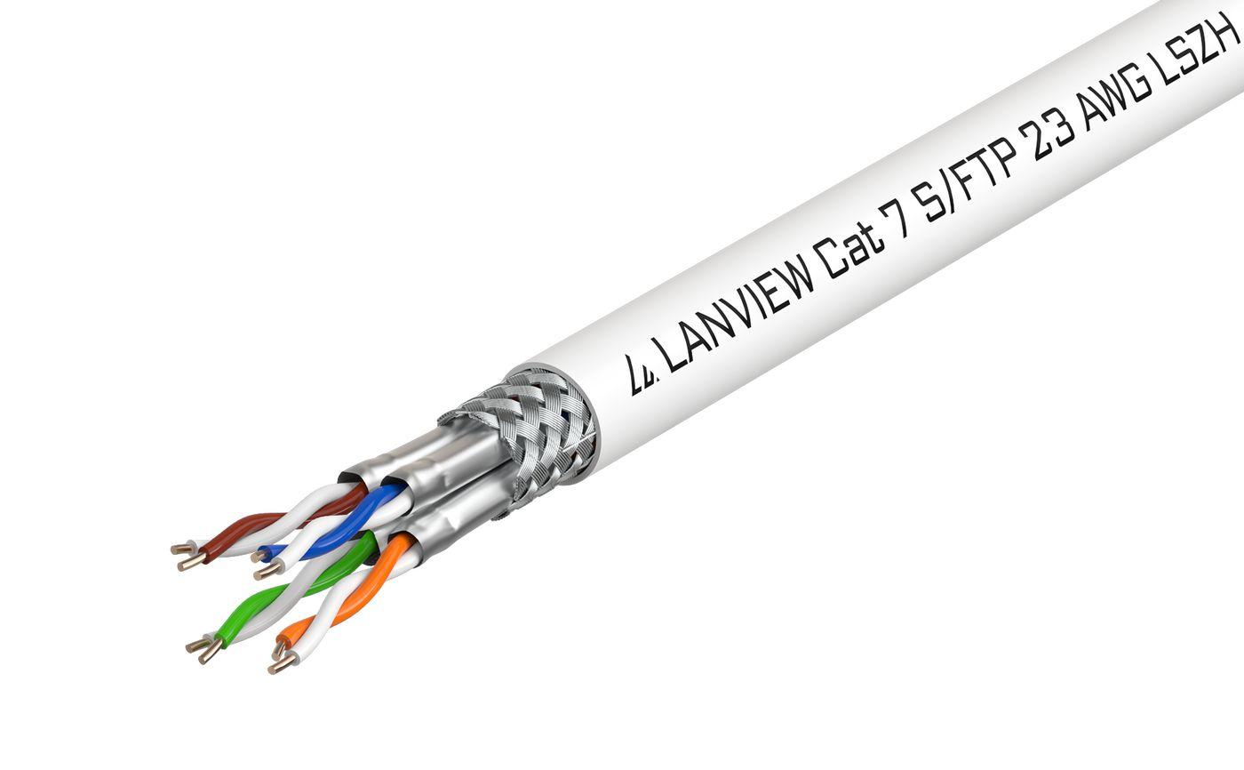 Lanview LVN122506 cavo di rete Bianco 500 m Cat7 SF/UTP [S-FTP] (Cat7 S-FTP Network Cable - 4x2xAWG23 LSZH white 600MHZ - 500m
