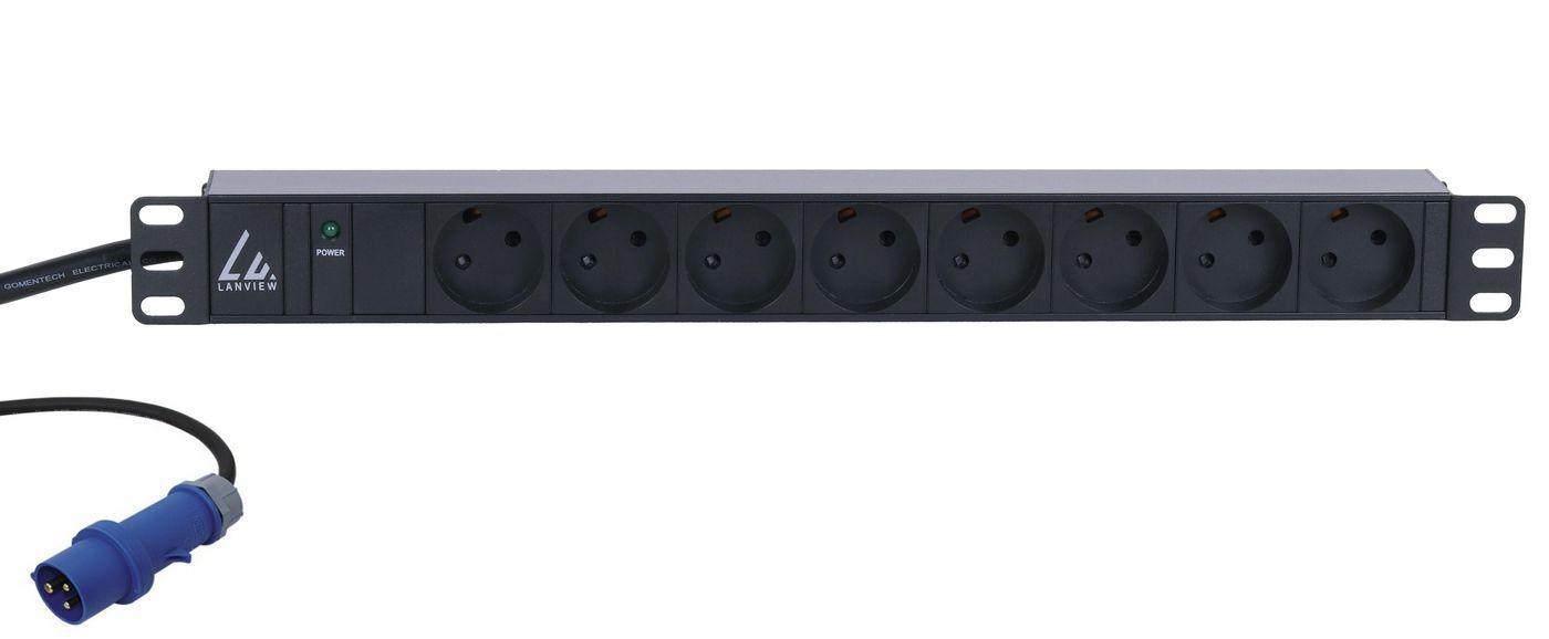Lanview LVR261871D unit di distribuzione dell'energia PDU 8 presae AC 1U Nero (19" rack mount power strip - 1U 16A with 8 x Da