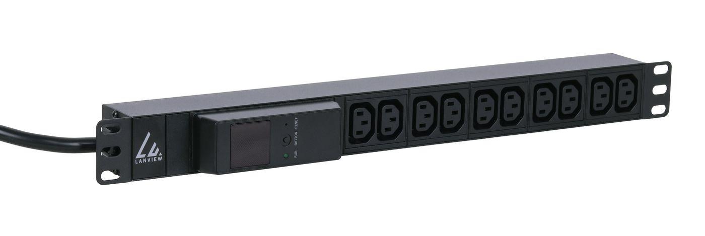 Lanview LVR261877 unit di distribuzione dell'energia PDU 10 presae AC 1U Nero (19" rack mount power strip - 1U 16A with 10 x C