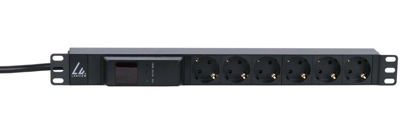 Lanview LVR261876S unit di distribuzione dell'energia PDU 6 presae AC 1U Nero (19" rack mount power strip - 1U 16A with 6 x Sc