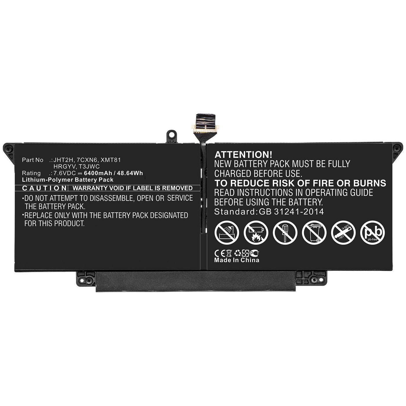 CoreParts MBXDE-BA0221 ricambio per laptop Batteria (Laptop Battery for Dell - 48.64Wh Li-Pol 7.6V 6400mAh - Black 48.64Wh Li-P