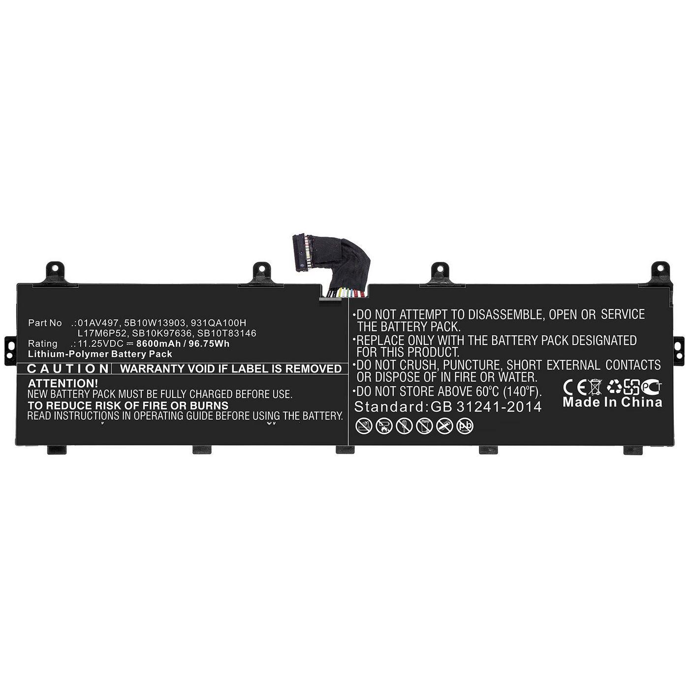 CoreParts MBXLE-BA0260 ricambio per laptop Batteria (Laptop Battery for Lenovo - 96.75Wh Li-Pol 11.25V 8600mAh - Black 96.75Wh