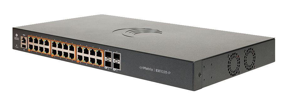 CambiumNetworks,EX1028,Intelligent Ethernet Switch cnMatrix, 24 x1G and 4x 1 Gbps SFP fiber ports , no power cord.