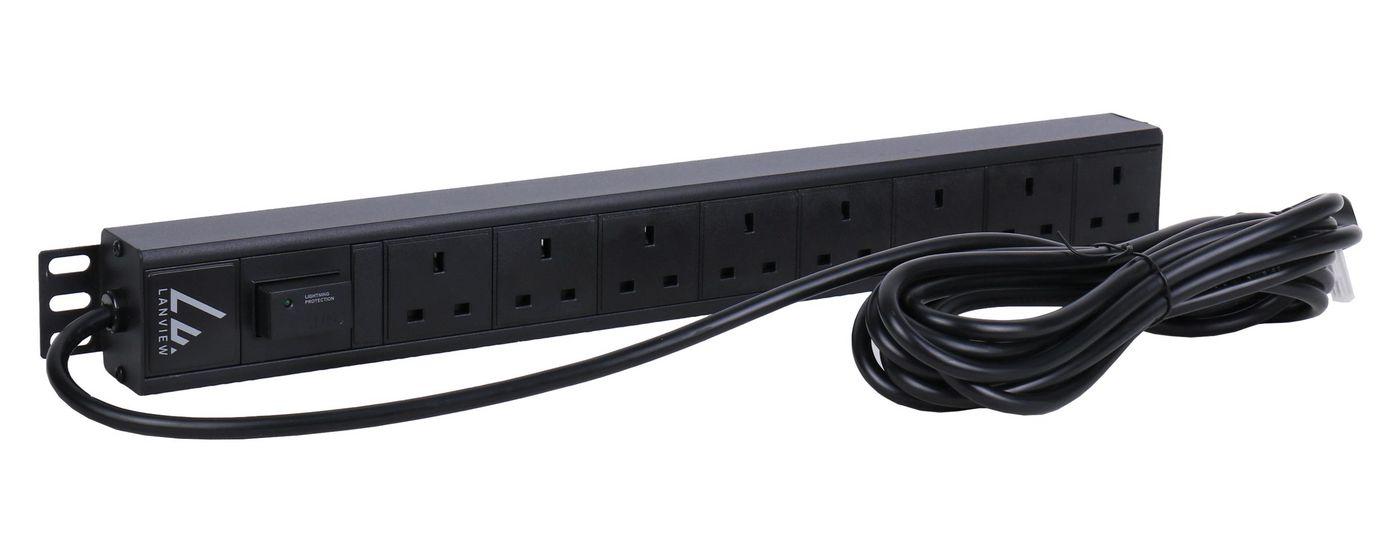 Lanview LVR261875UK unitÃƒÆ’Ã‚Â  di distribuzione dell'energia [PDU] 8 presa[e] AC 1.4U Nero (UK Rack mount power str