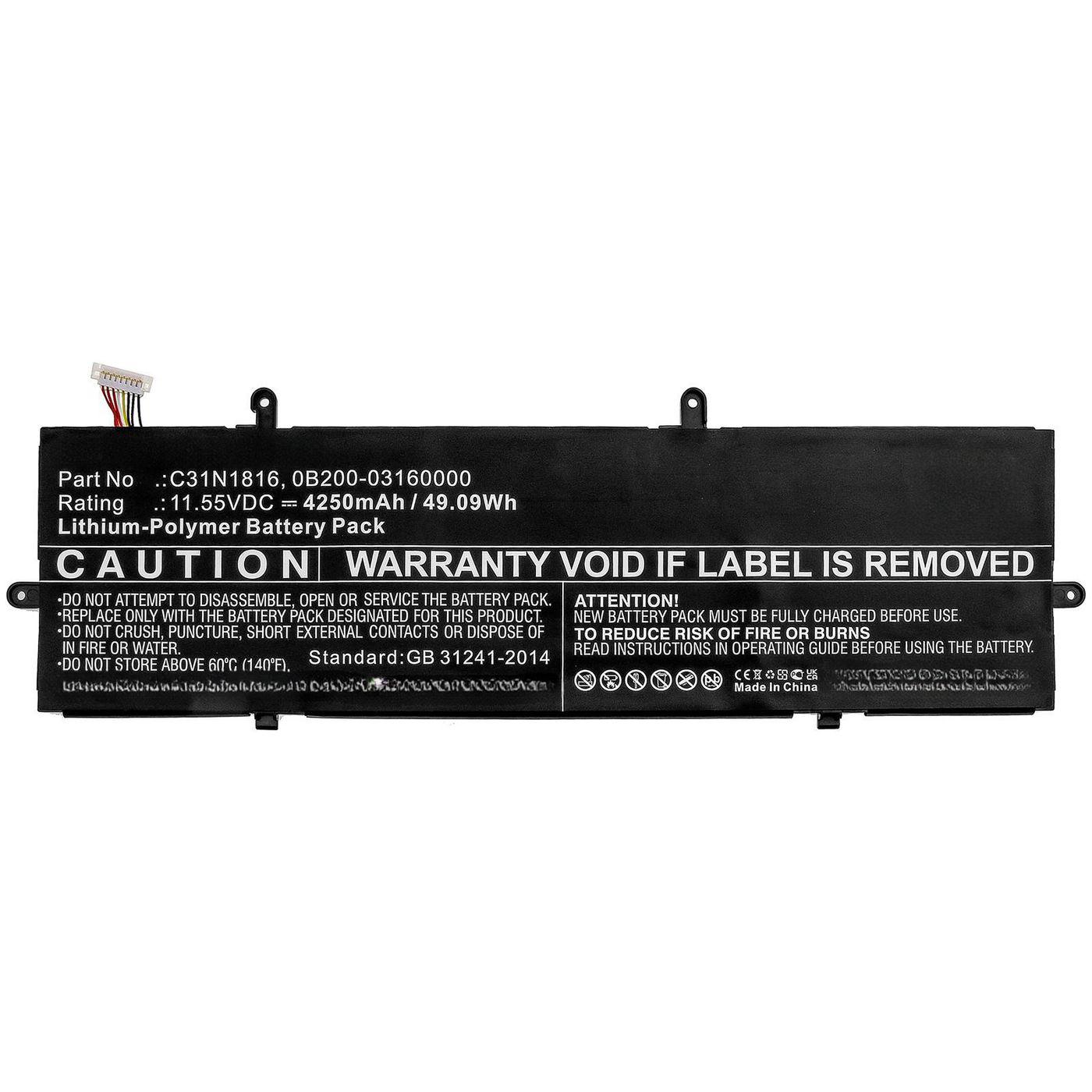 CoreParts MBXAS-BA0274 ricambio per laptop Batteria (Laptop Battery for Asus - 49.09Wh Li-Polymer 11.55V - 4250mAh for Asus Fli