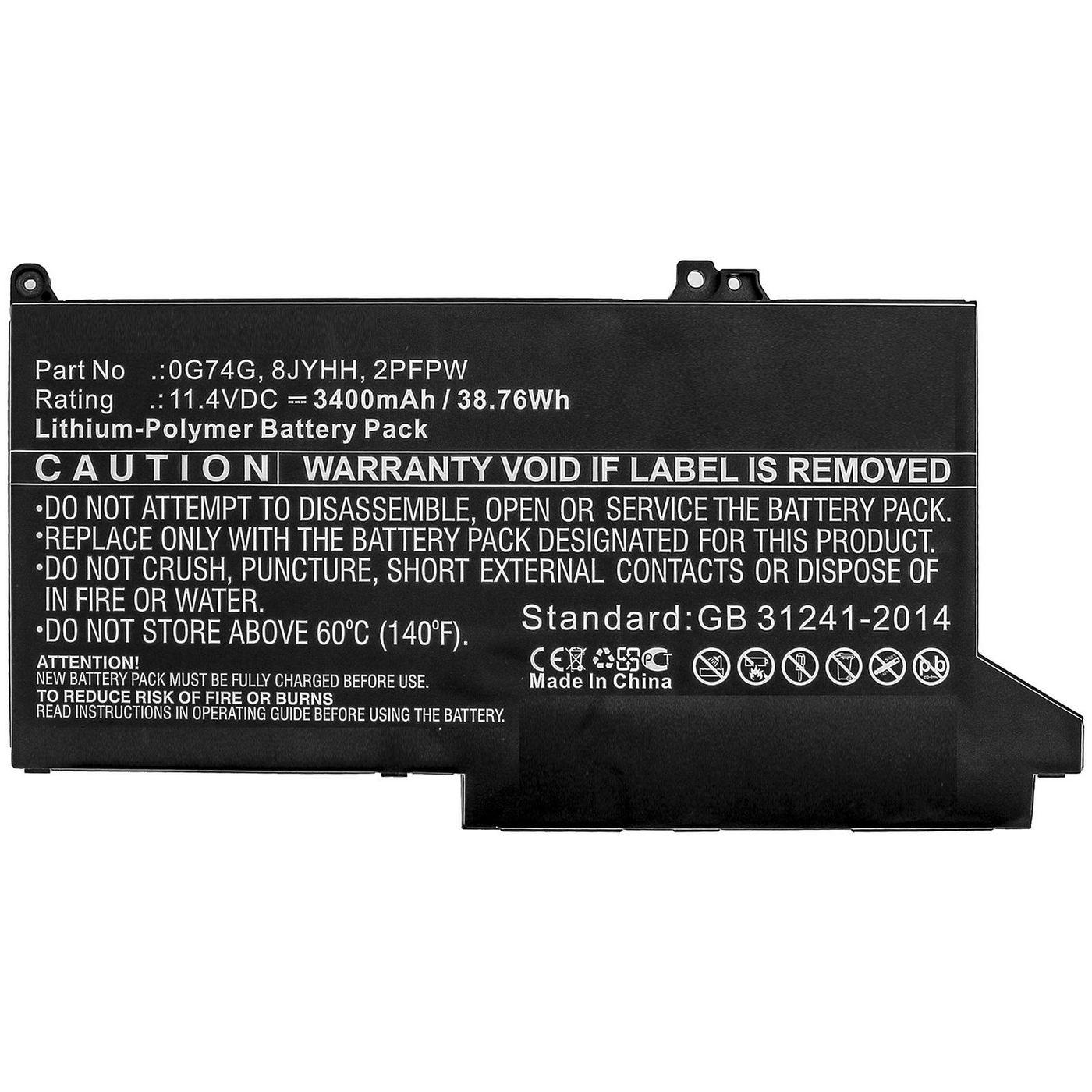 CoreParts MBXDE-BA0238 ricambio per laptop Batteria (Laptop Battery for Dell - 38.76Wh Li-Polymer 11.4V - 3400mAh 38.76Wh Li-Po