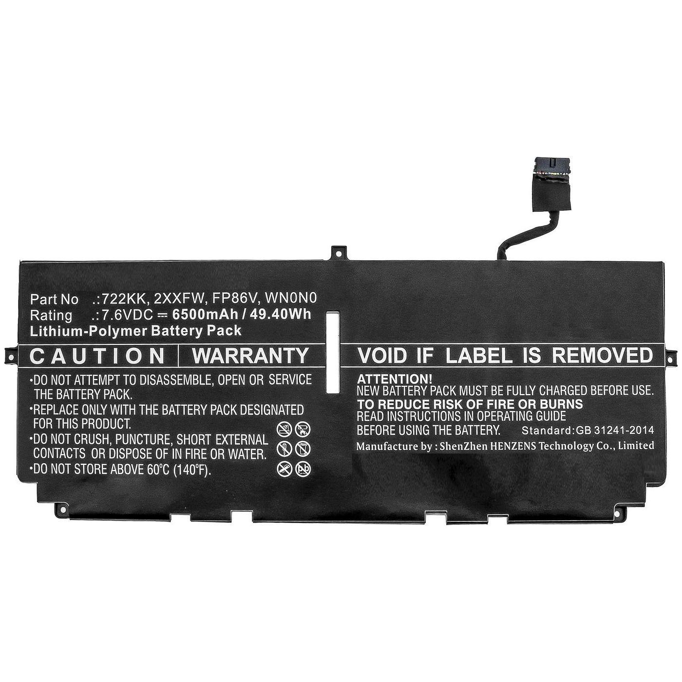 CoreParts MBXDE-BA0246 ricambio per laptop Batteria (Laptop Battery for Dell - 49.40Wh Li-Polymer 7.6V - 6500mAh 49.40Wh Li-Pol