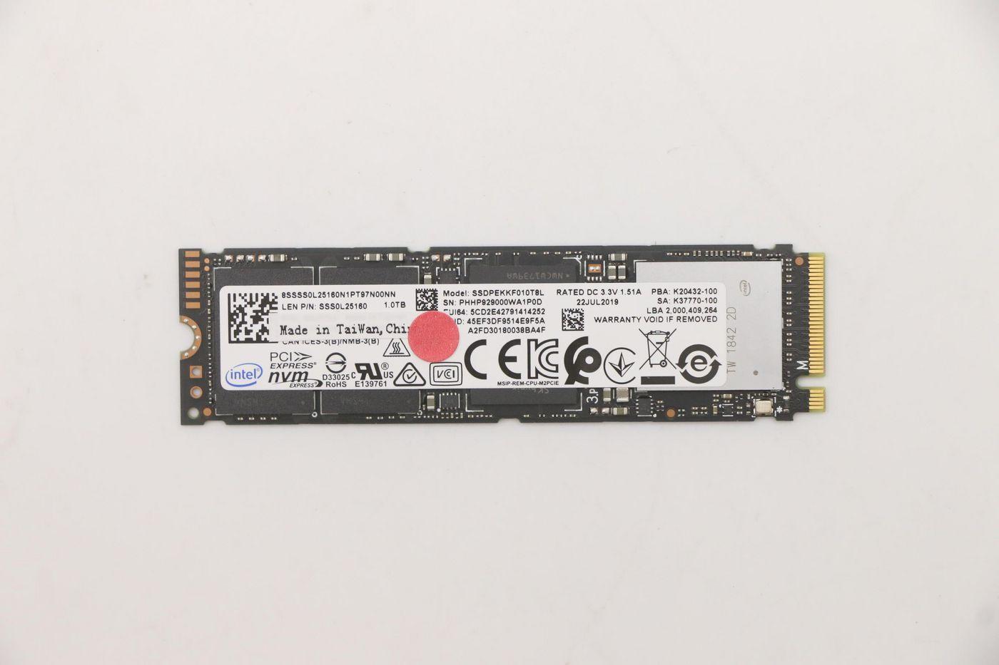 1TB M.2 2280 PCIe NVMe SSD - with OPAL 2.0 - Warranty: 6M