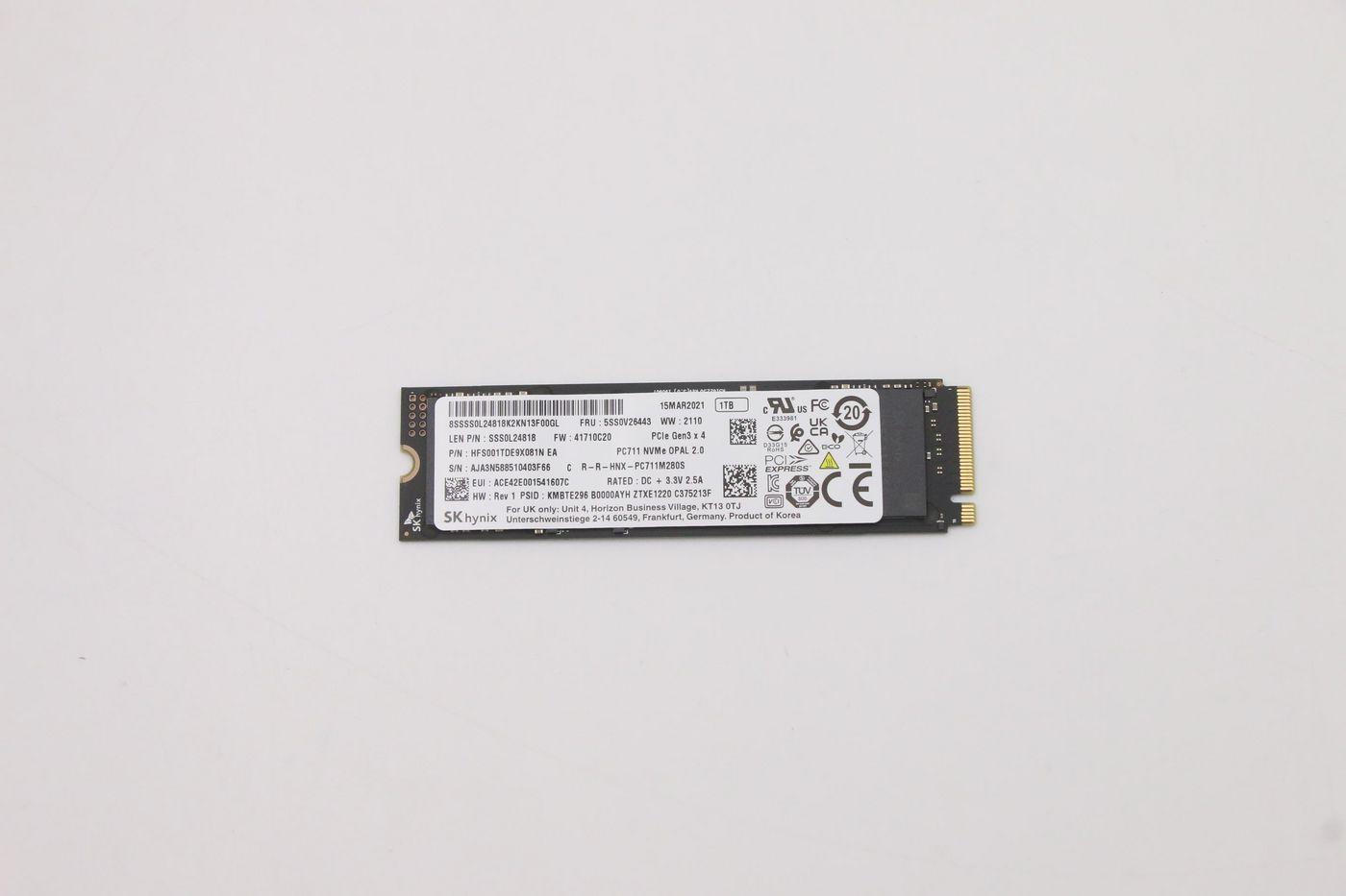 1TB M.2 2280 PCIe 3.0 NVMe SSD - Warranty: 3M