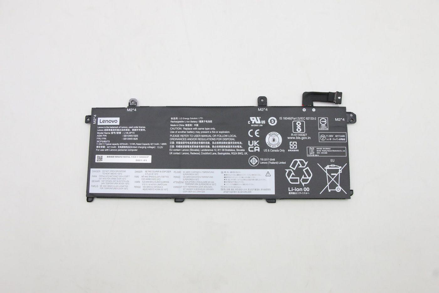 50Wh 3-cell Lithium-ion - battery for Lenovo laptops - Warranty: 3M