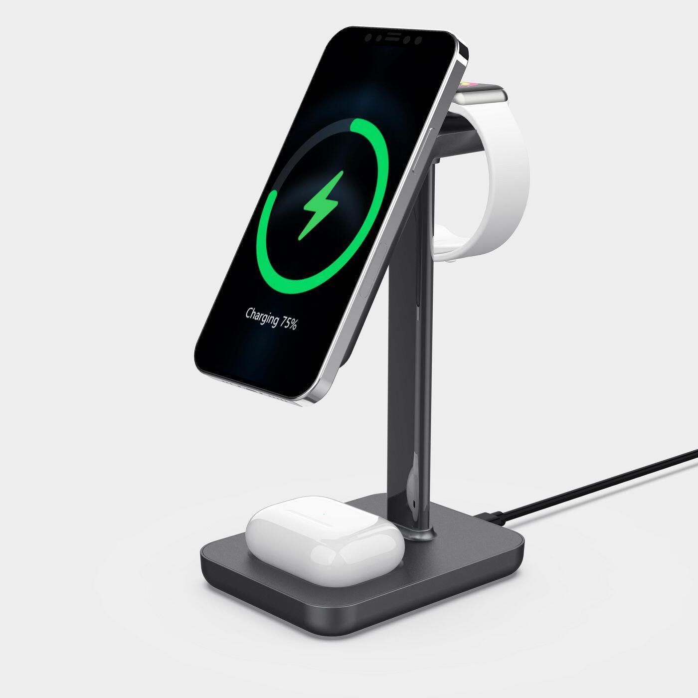 eSTUFF ES638201 Caricabatterie per dispositivi mobili Smartphone Alluminio AC Carica wireless Ricarica rapida Interno (3in1 Mag