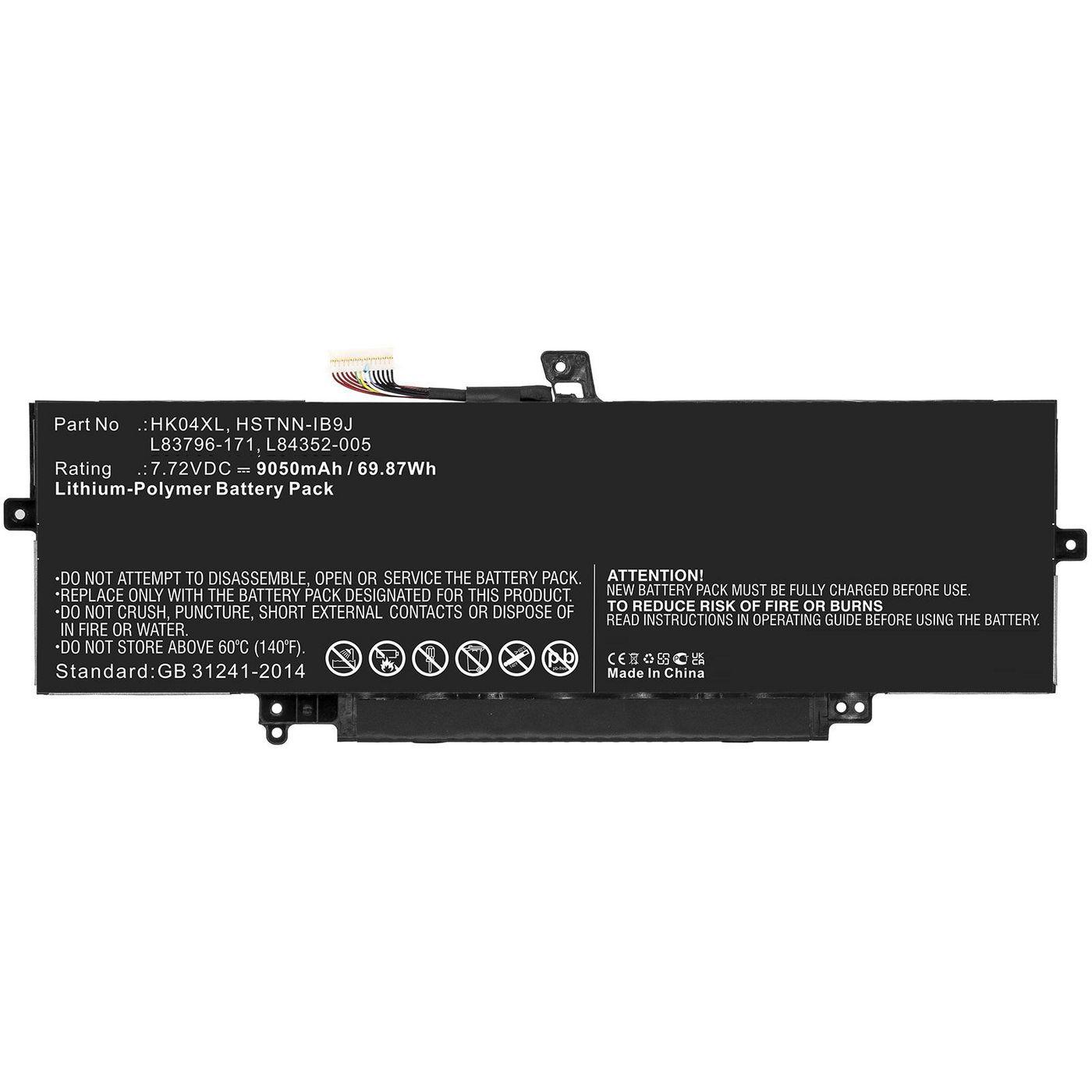 CoreParts MBXHP-BA0288 ricambio per laptop Batteria (Laptop Battery for HP 69.87Wh - Li-ion 7.72V 9050mAh Black, - 69.87Wh Li-i