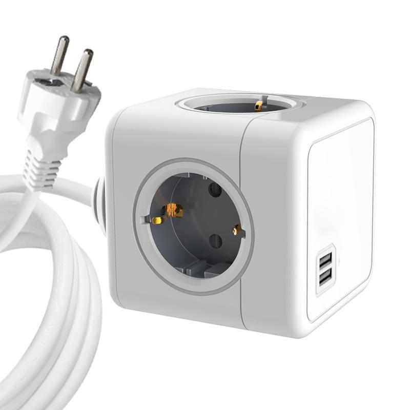 PowerCube 4 Schuko outlets - 2 USB A ports 15m cable - White - Warranty 300M