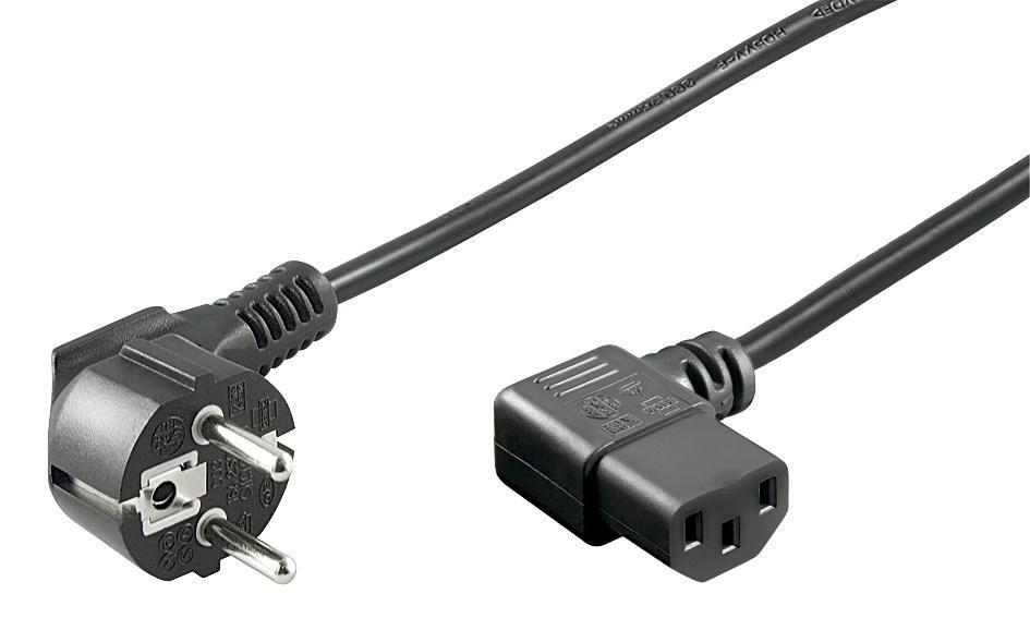 Microconnect PE010510 cavo di alimentazione Nero 1 m CEE7/7 Accoppiatore C13 (Power Cord CEE 7/7 - C13 1m - Angled Schuko/Angle