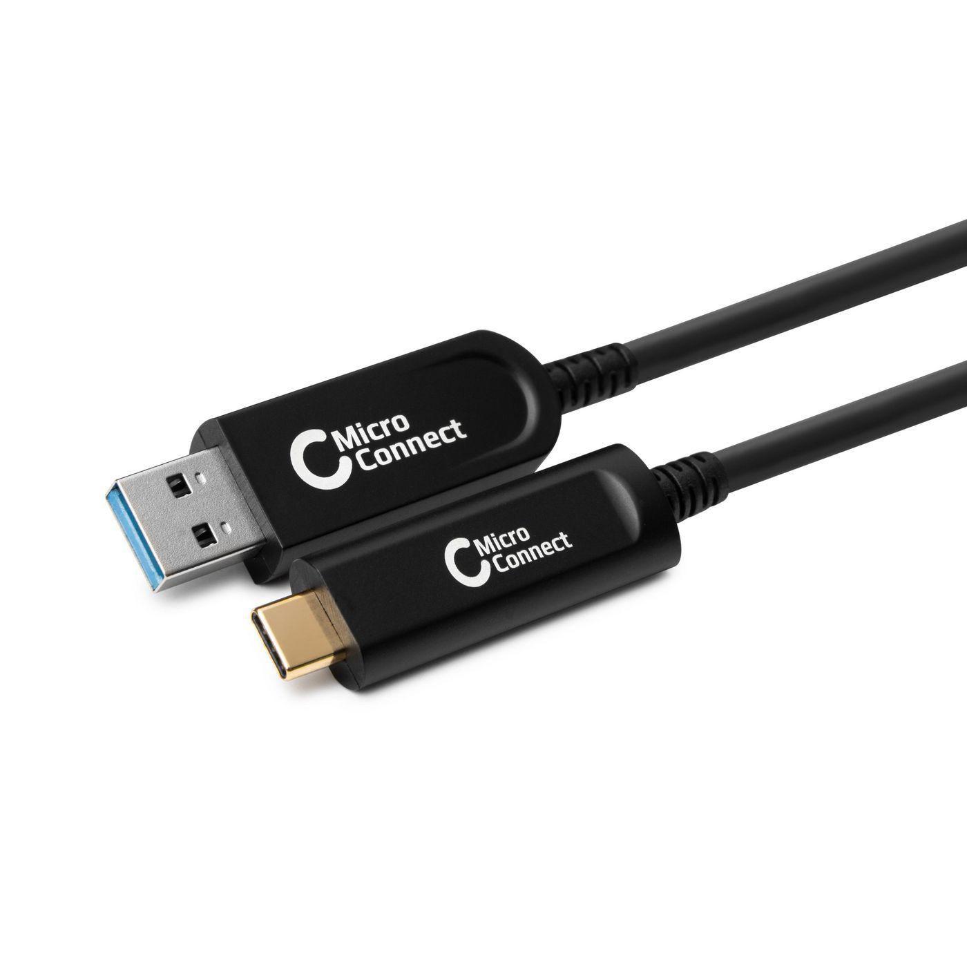 Microconnect MC-USB3.2CA20OP cavo USB 20 m USB 3.2 Gen 2 [3.1 Gen 2] USB A USB C Nero (Premium Optic USB Cable 3.2 - A-C 20M -