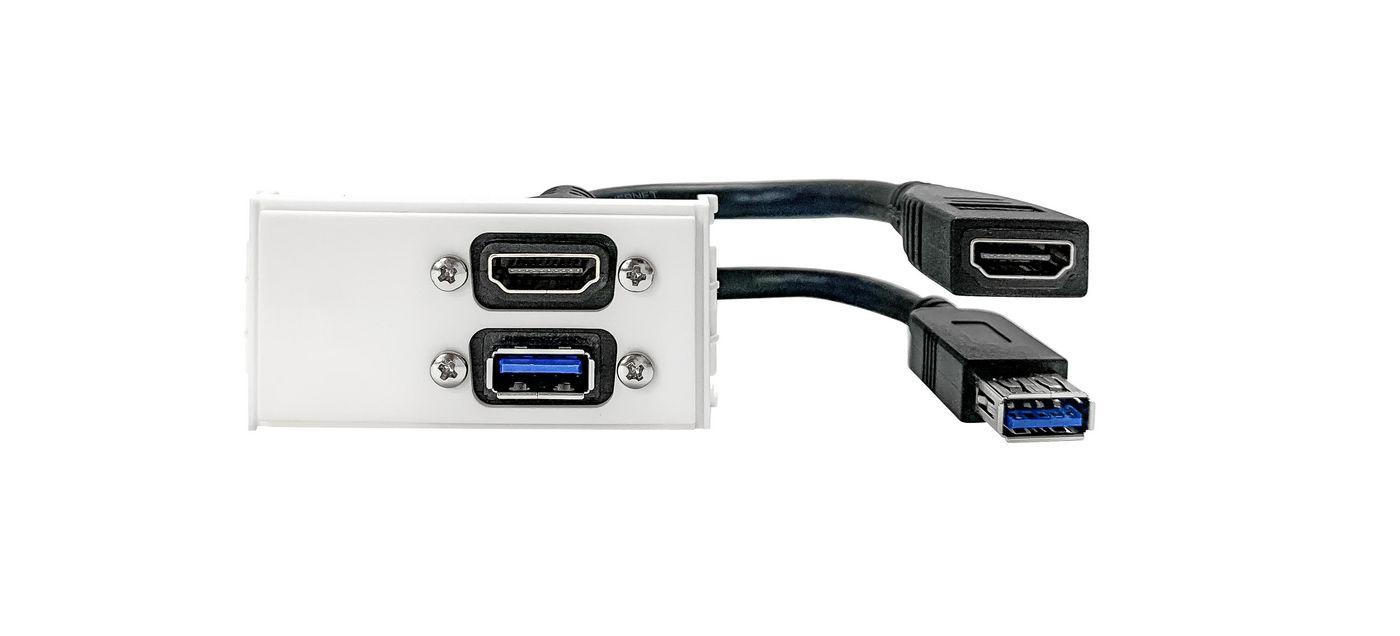 Vivolink WI221295 presa energia HDMI USB A Bianco (Outlet Panel HDMI USB3.0)