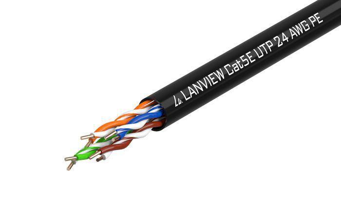 Lanview LVN122149 cavo di rete Nero 305 m Cat5e U/UTP [UTP] (Cat5e U-UTP Network Cable - 4x2xAWG24 Black PE 305m - Warranty: 30
