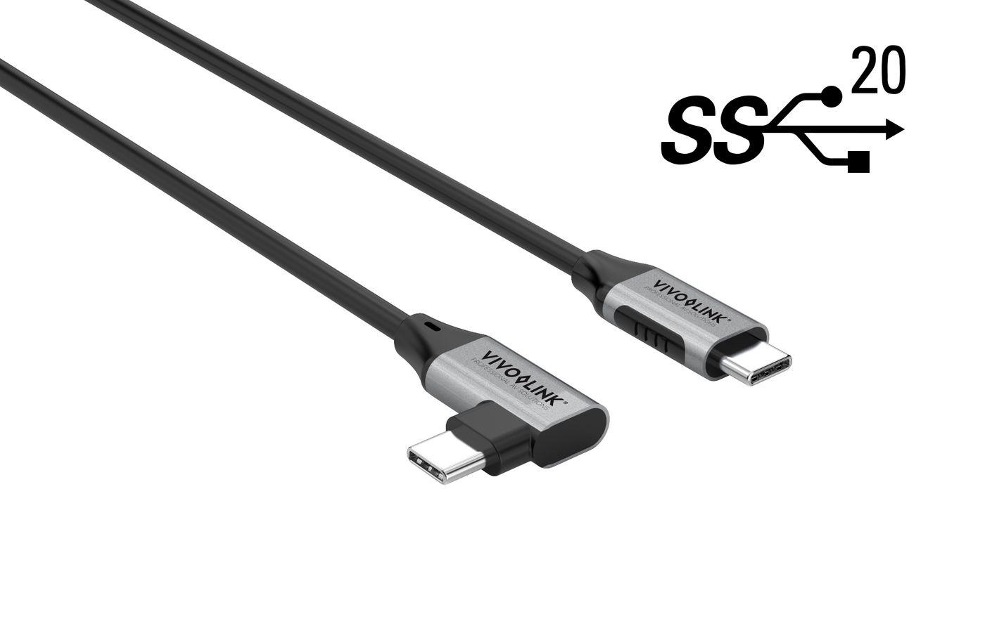Vivolink PROUSBCMM1.2A cavo USB 1,2 m USB 3.2 Gen 2 [3.1 Gen 2] USB C Nero (USB-C - C Cable 1,2m Angled - Warranty: 24M)