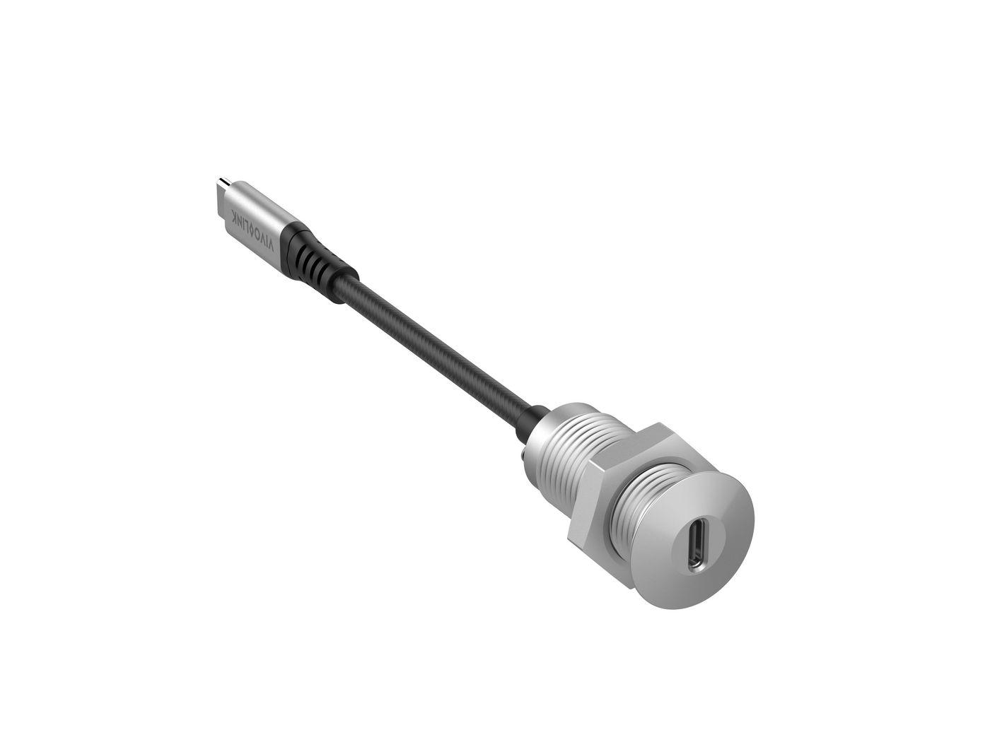 Vivolink PROUSBCMF0.3SOCKET cavo USB 03 m USB 3.2 Gen 2 3.1 Gen 2 USB C Grigio (USB-C Desk socket grey with - 03m cable - Warra