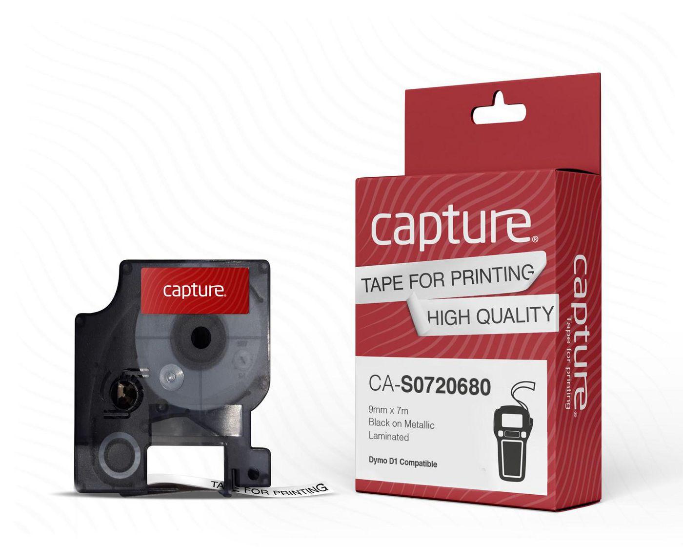 Capture CA-S0720680 nastro per etichettatrice Nero su bianco (9mm x 7m Black on White Tape)