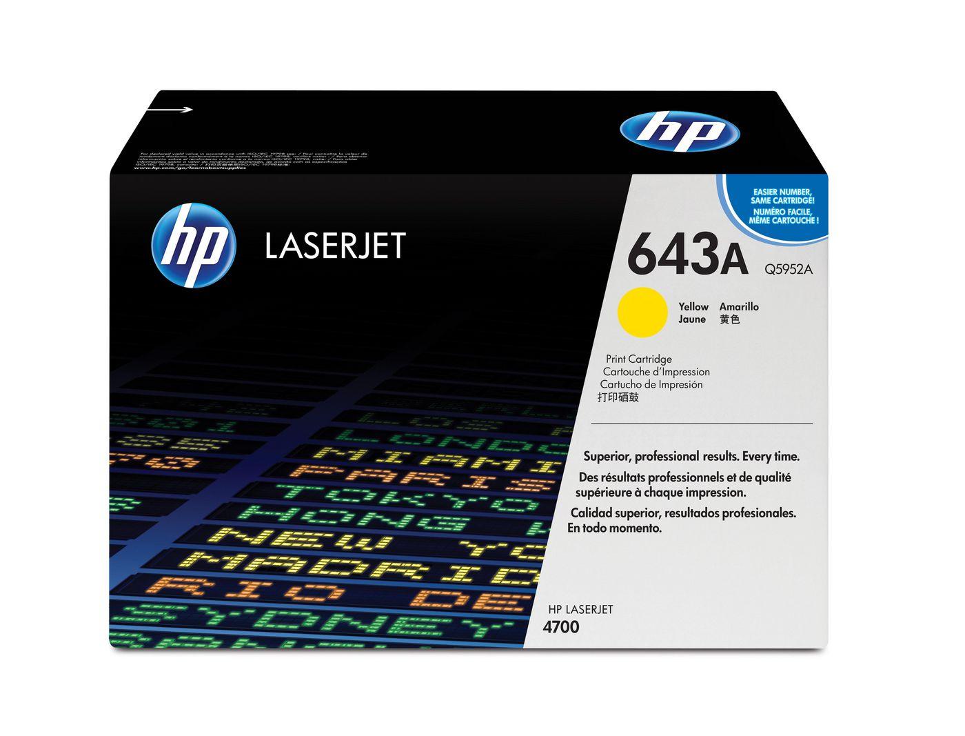HP 643A cartuccia toner Originale Giallo (Toner Yellow Color 4700 - Pages 10000 - Warranty 3M)