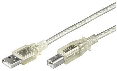 Microconnect USBAB2T cavo USB 2 m USB 2.0 USB A USB B Trasparente (USB2.0 A-B 2m M-MTransparent - USBAB2T 2 m USB A USB B - Mal