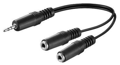 Microconnect 3.5mm - 2 x 3.5mm M/F cavo audio 02 m Nero (3.5mm Minijack Adapter 0.2m - 3.5mm Minijack Y Adapter - Cable 3.5 mm